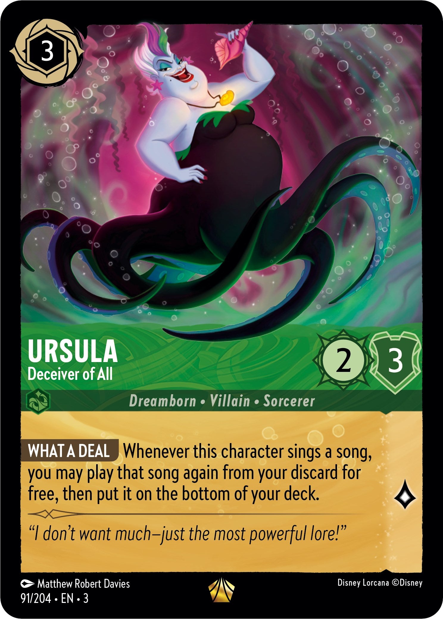 Ursula - Deceiver of All (91/204) [Into the Inklands] Lorcana Single Disney    | Red Claw Gaming