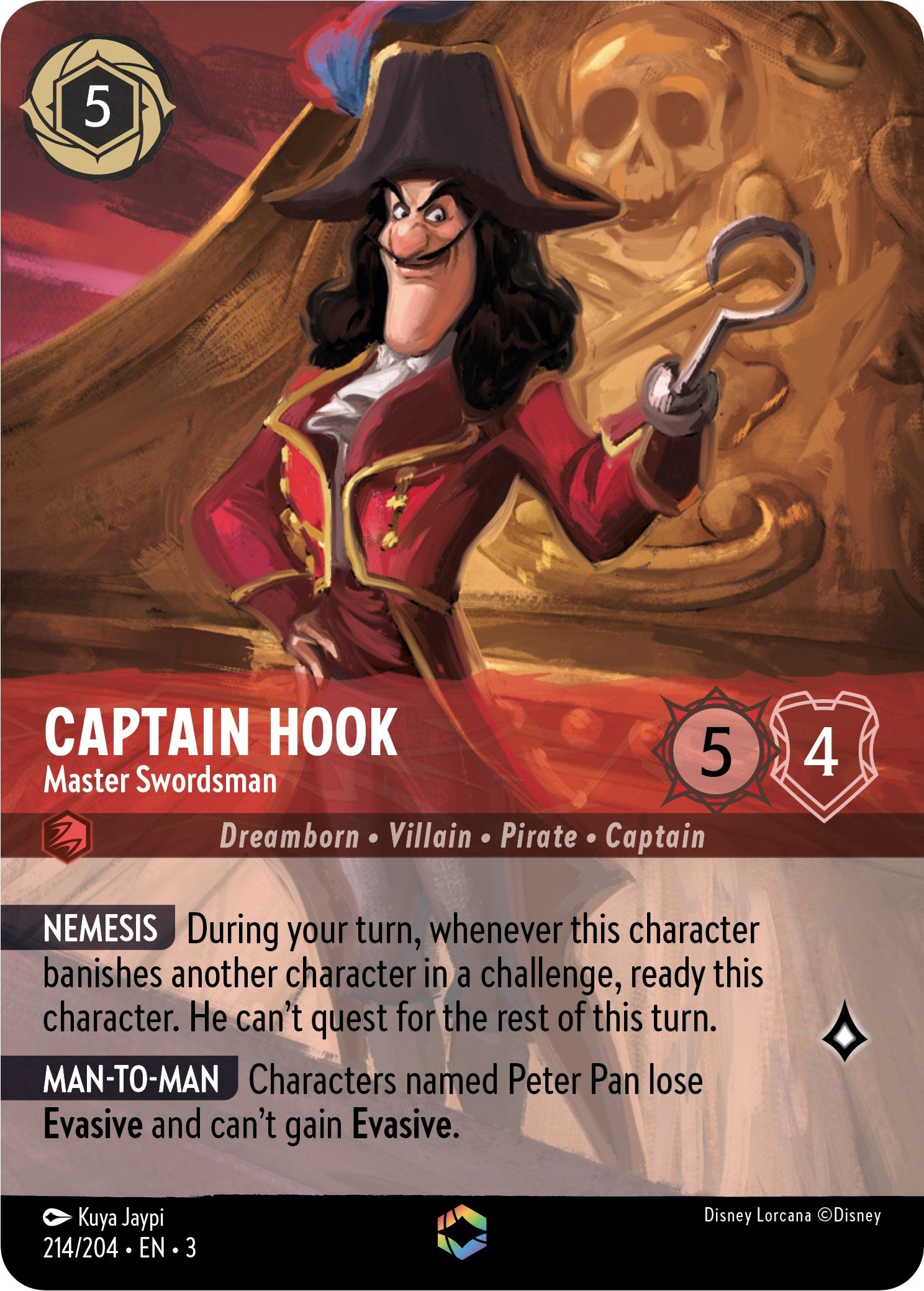 Captain Hook - Master Swordsman (Alternate Art) (214/204) [Into the Inklands] Lorcana Single Disney    | Red Claw Gaming