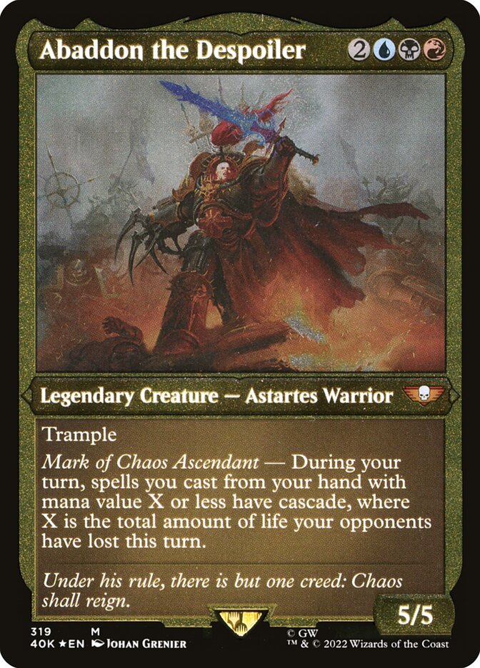 Abaddon the Despoiler (Display Commander) (Etched Foil) [Warhammer 40,000] MTG Single Magic: The Gathering    | Red Claw Gaming