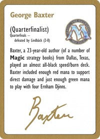 1996 George Baxter Biography Card [World Championship Decks] MTG Single Magic: The Gathering    | Red Claw Gaming