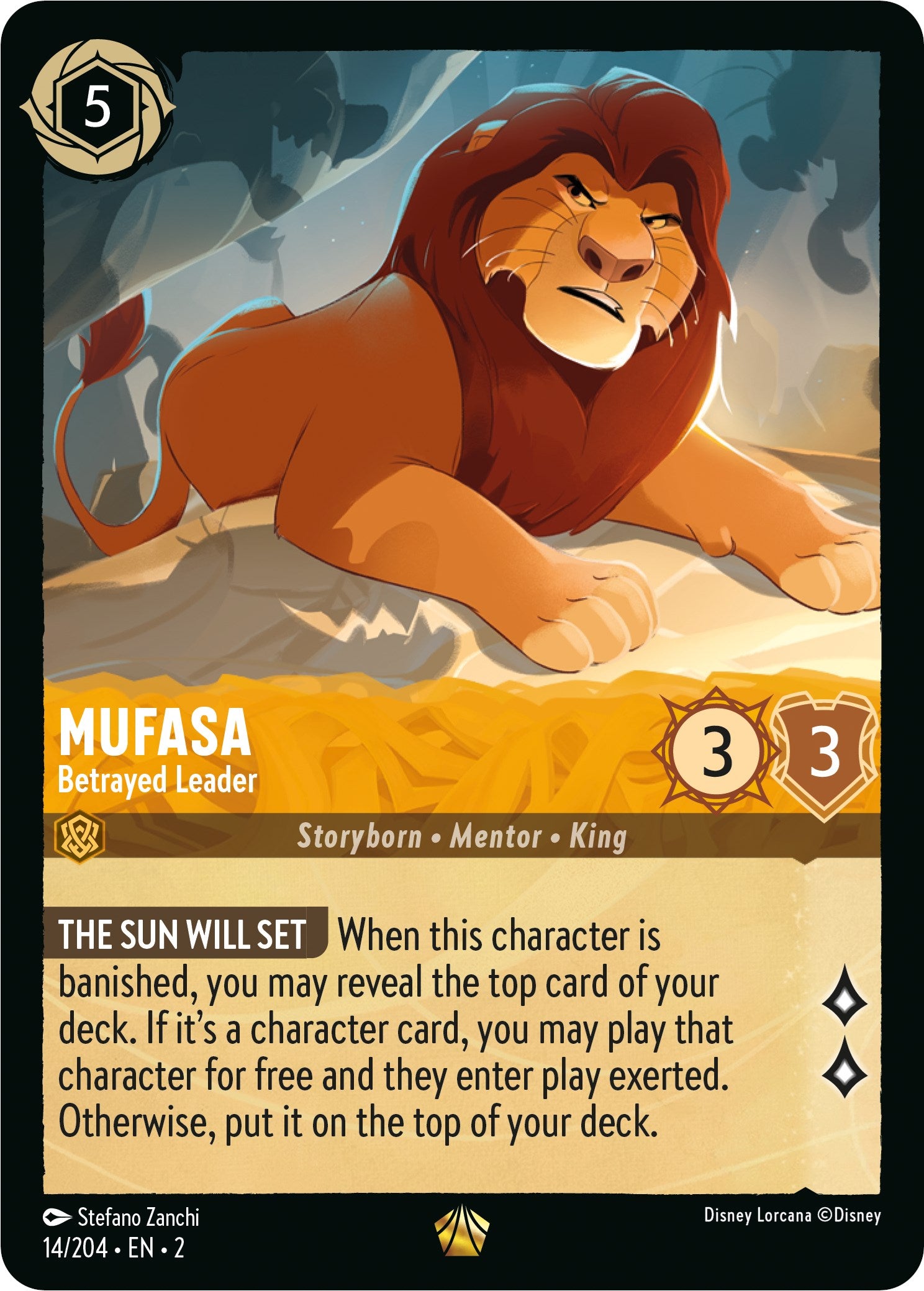 Mufasa - Betrayed Leader (14/204) [Rise of the Floodborn] Lorcana Single Disney    | Red Claw Gaming