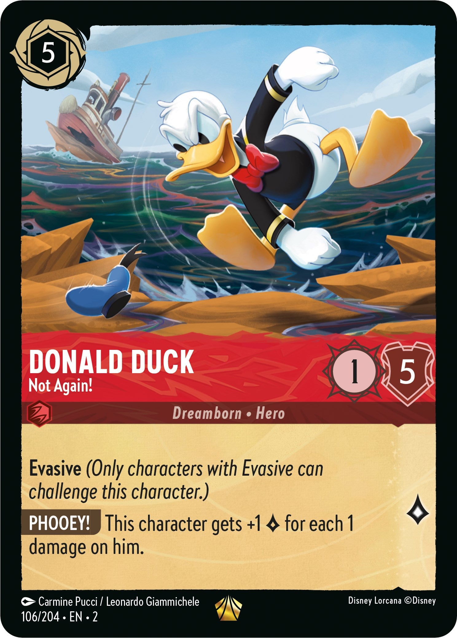 Donald Duck - Not Again! (106/204) [Rise of the Floodborn] Lorcana Single Disney    | Red Claw Gaming