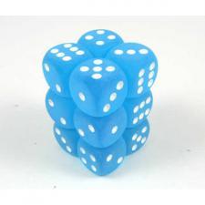 Frosted Caribbean Blue/White 16mm D6 Dice Chessex    | Red Claw Gaming