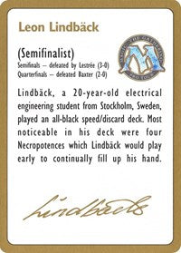 1996 Leon Lindback Biography Card [World Championship Decks] MTG Single Magic: The Gathering    | Red Claw Gaming