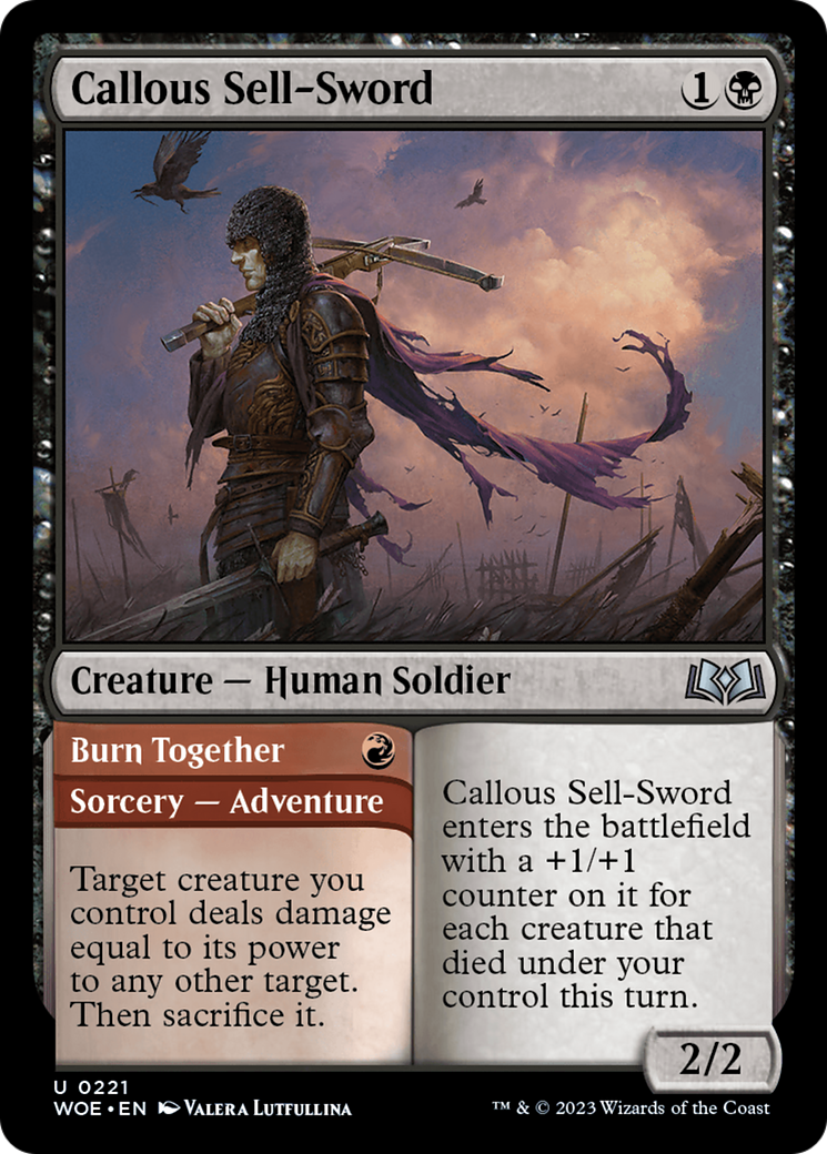 Callous Sell-Sword // Burn Together [Wilds of Eldraine] MTG Single Magic: The Gathering    | Red Claw Gaming