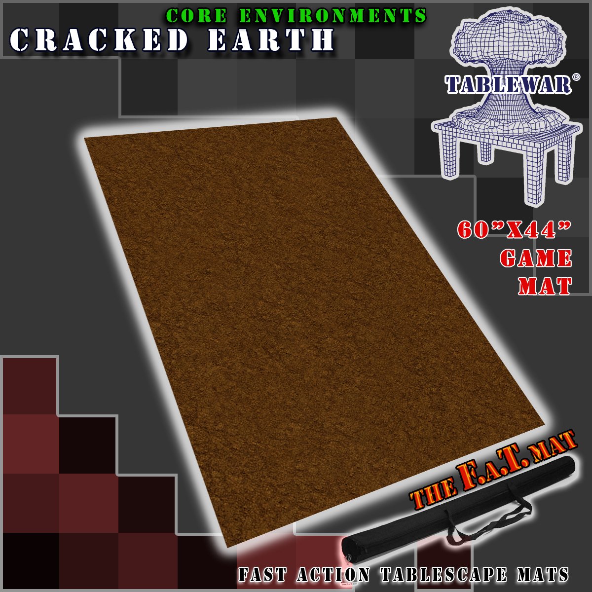 F.A.T. MATS: CORE ENVRNMNT CRACKED EARTH 60"X44" Gaming Mat F.A.T. Mats    | Red Claw Gaming