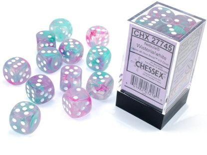 Nebula Wisteria with white 16mm D6 Dice Chessex | Red Claw Gaming