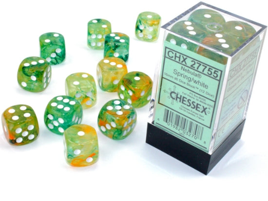 Nebula Spring with white 16mm D6 Dice Chessex | Red Claw Gaming