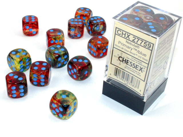 Nebula Primary with Blue 16mm D6 Dice Chessex | Red Claw Gaming