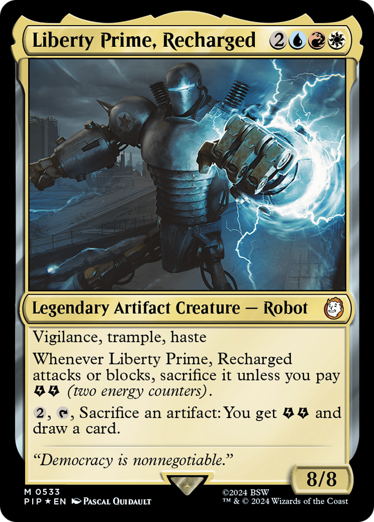 Liberty Prime, Recharged (Surge Foil) [Fallout] MTG Single Magic: The Gathering | Red Claw Gaming