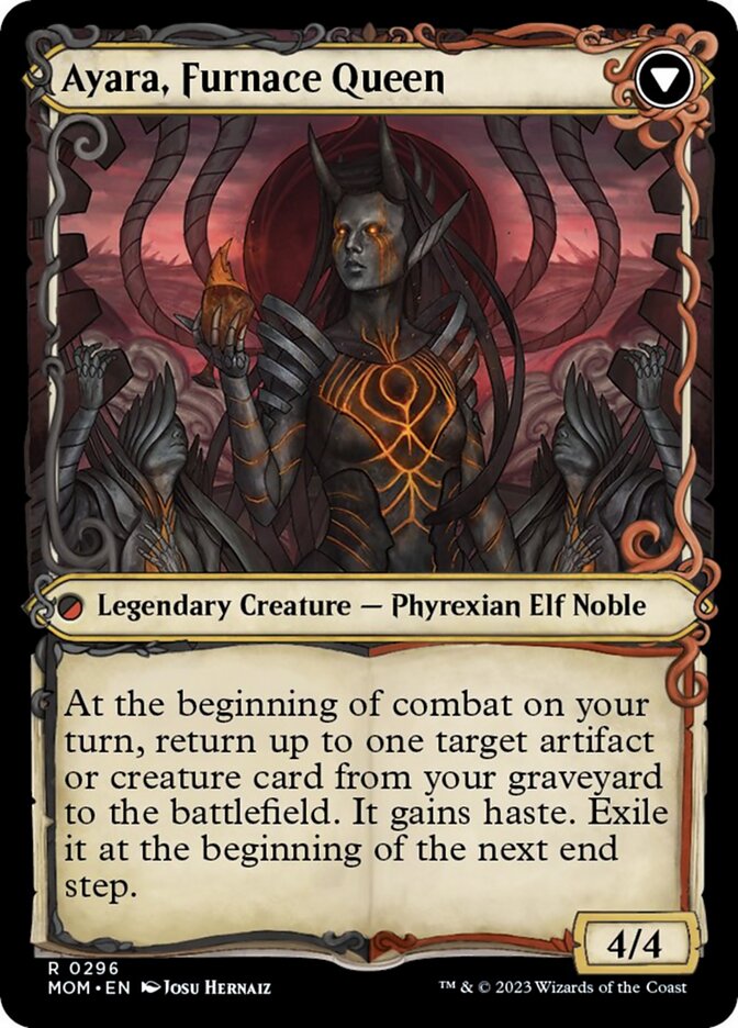 Ayara, Widow of the Realm // Ayara, Furnace Queen (Showcase Planar Booster Fun) [March of the Machine] MTG Single Magic: The Gathering    | Red Claw Gaming