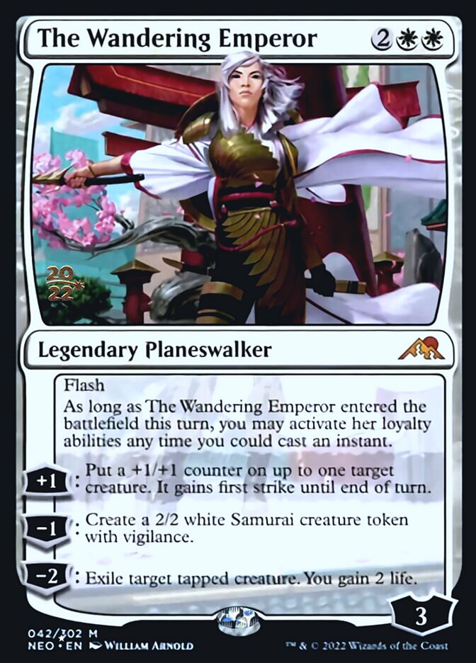 The Wandering Emperor [Kamigawa: Neon Dynasty Prerelease Promos] MTG Single Magic: The Gathering | Red Claw Gaming