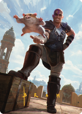 Minsc & Boo, Timeless Heroes Art Card (72) (Gold-Stamped Signature) [Commander Legends: Battle for Baldur's Gate Art Series] MTG Single Magic: The Gathering | Red Claw Gaming