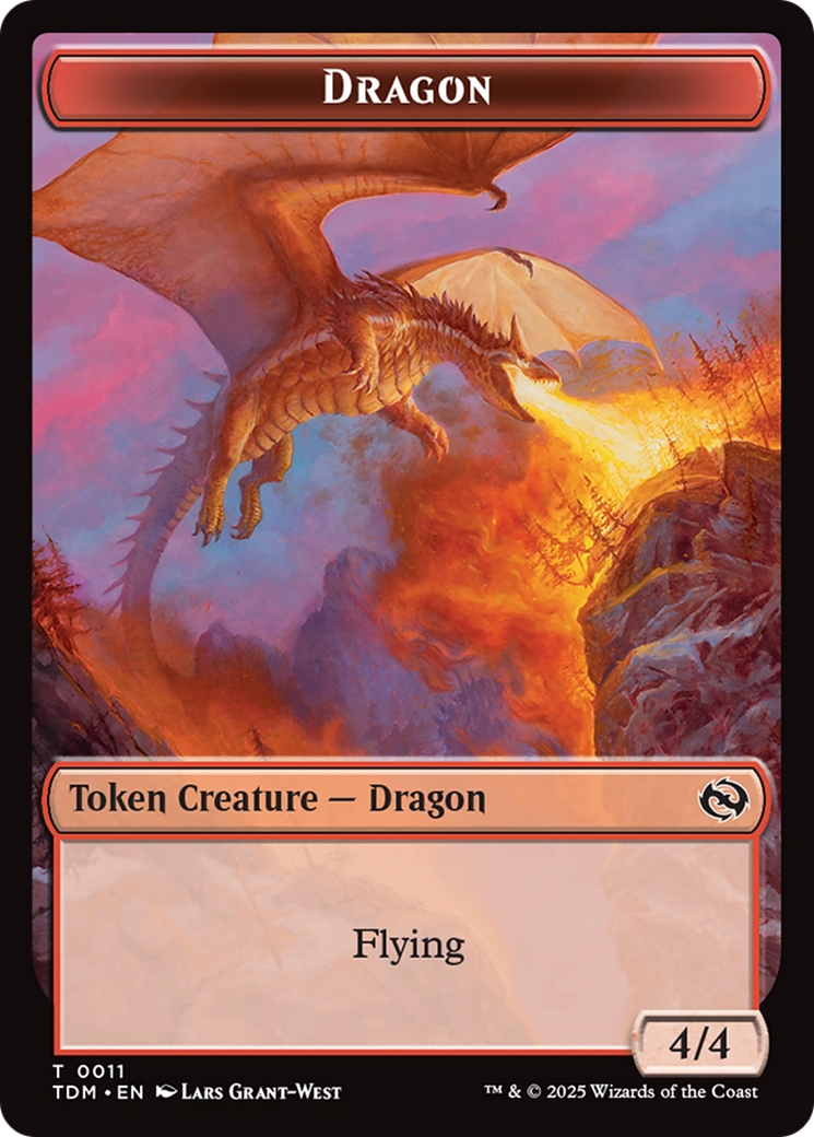 Dragon (0011) // Warrior Double-Sided Token [Tarkir: Dragonstorm Tokens] MTG Single Magic: The Gathering | Red Claw Gaming