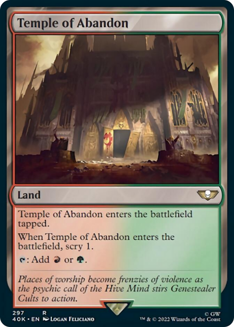 Temple of Abandon (Surge Foil) [Warhammer 40,000] MTG Single Magic: The Gathering | Red Claw Gaming