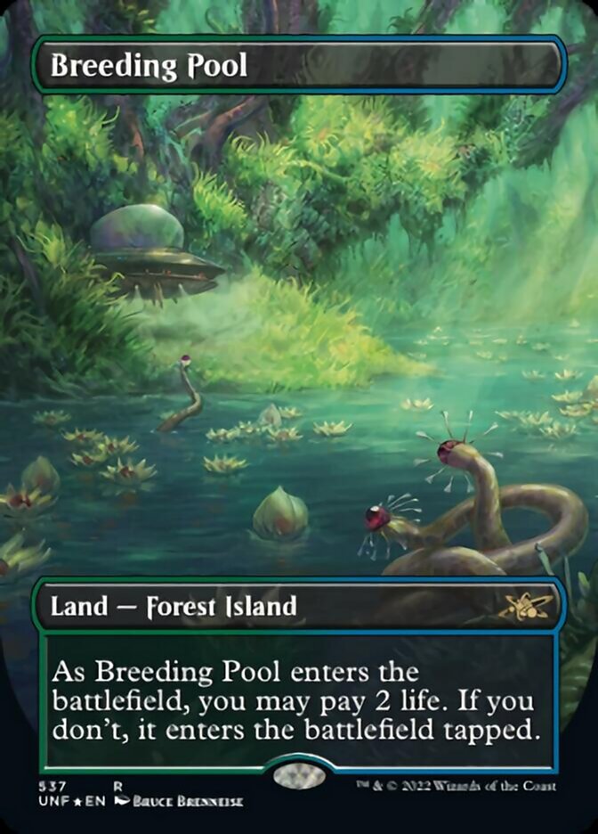 Breeding Pool (Borderless) (Galaxy Foil) [Unfinity] MTG Single Magic: The Gathering    | Red Claw Gaming