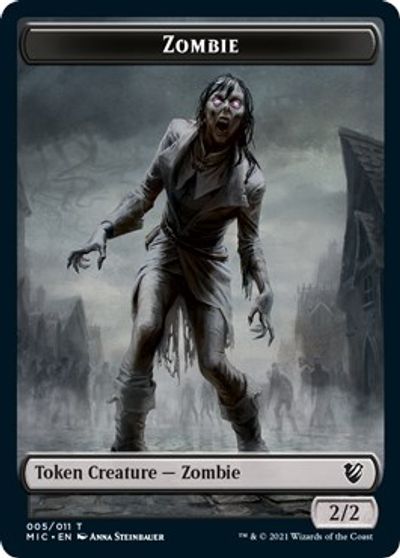 Zombie // Zombie Double-Sided Token (005 MIC/005 MID) [Innistrad: Midnight Hunt Commander Tokens] MTG Single Magic: The Gathering | Red Claw Gaming