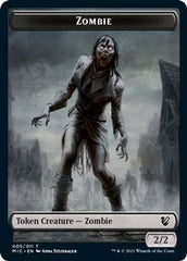 Zombie // Zombie Double-Sided Token (005 MIC/005 MID) [Innistrad: Midnight Hunt Commander Tokens] MTG Single Magic: The Gathering | Red Claw Gaming