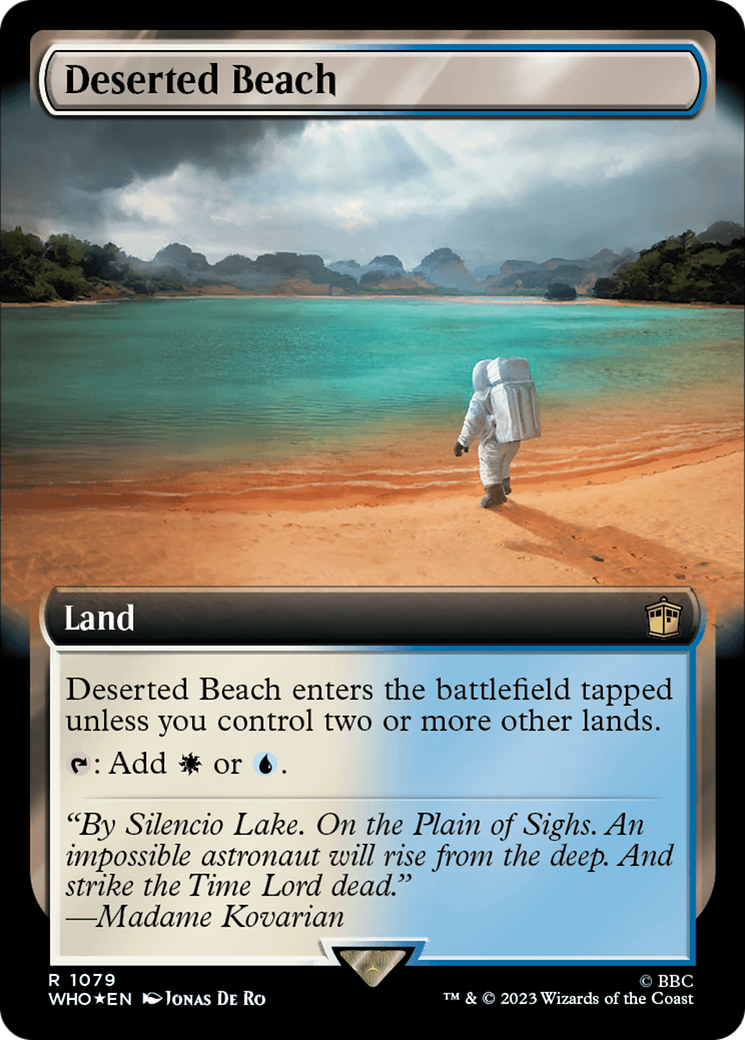 Deserted Beach (Extended Art) (Surge Foil) [Doctor Who] MTG Single Magic: The Gathering | Red Claw Gaming