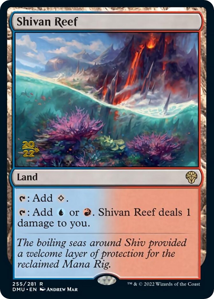Shivan Reef [Dominaria United Prerelease Promos] MTG Single Magic: The Gathering | Red Claw Gaming