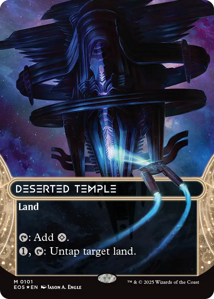 Deserted Temple (0101) (Borderless) (Galaxy Foil) [Edge of Eternities: Stellar Sights] MTG Single Magic: The Gathering | Red Claw Gaming