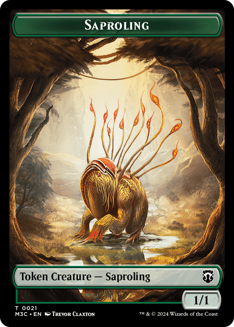 Tarmogoyf (Ripple Foil) // Saproling Double-Sided Token [Modern Horizons 3 Commander Tokens] MTG Single Magic: The Gathering    | Red Claw Gaming