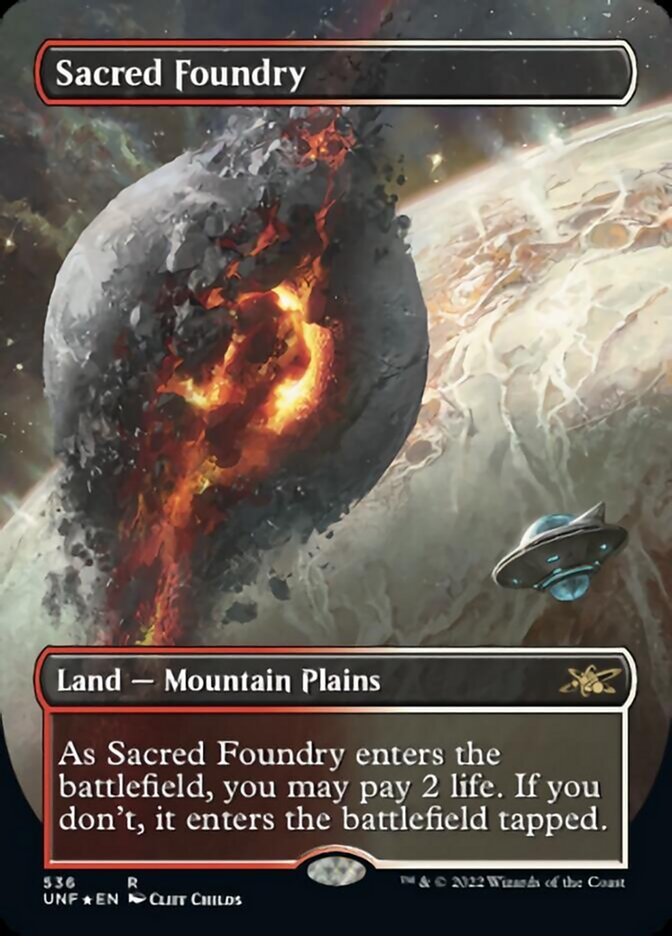 Sacred Foundry (Borderless) (Galaxy Foil) [Unfinity] MTG Single Magic: The Gathering    | Red Claw Gaming