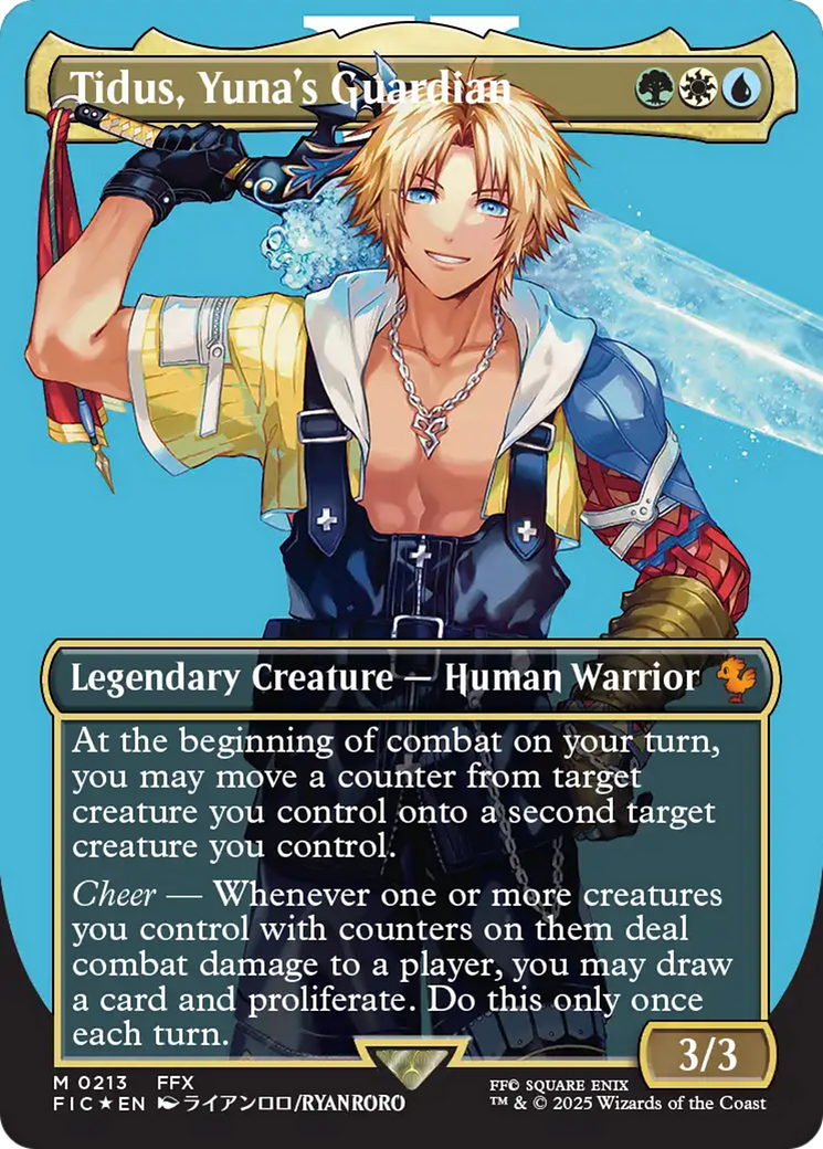 Tidus, Yuna's Guardian (Borderless) (Surge Foil) [FINAL FANTASY Commander] MTG Single Magic: The Gathering | Red Claw Gaming