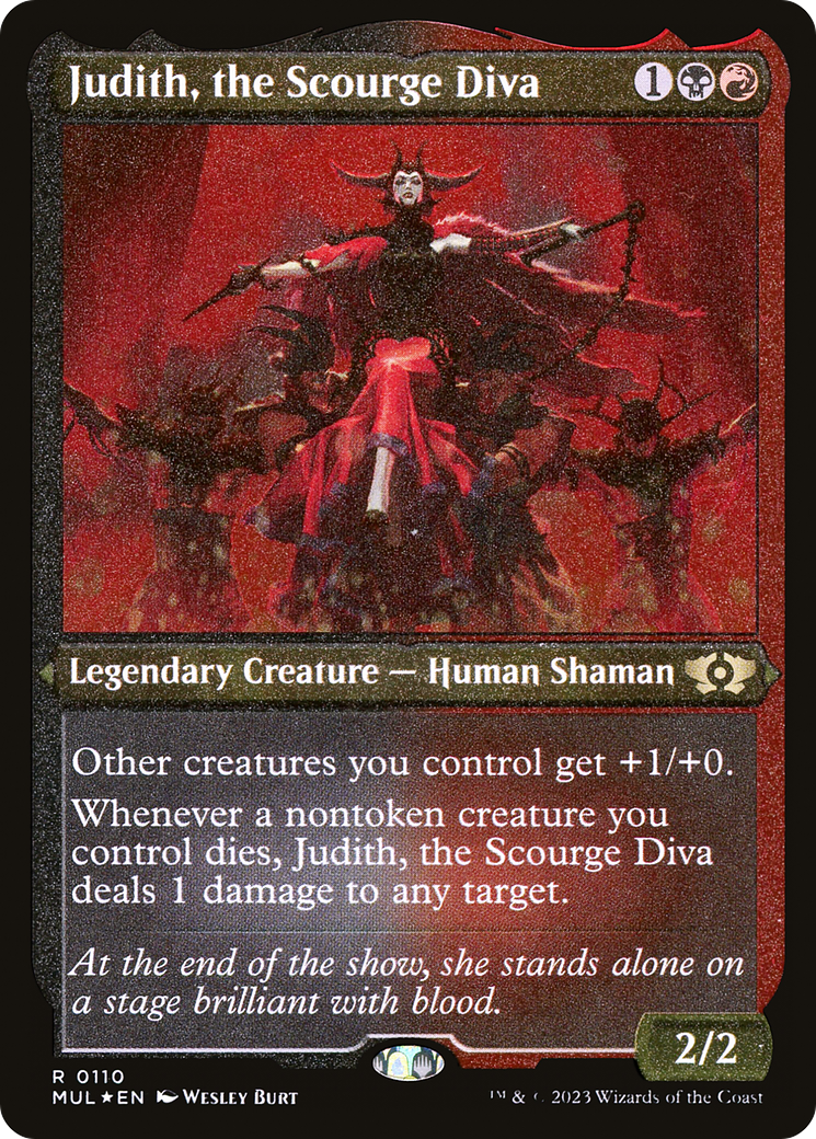 Judith, the Scourge Diva (Foil Etched) [Multiverse Legends] MTG Single Magic: The Gathering | Red Claw Gaming
