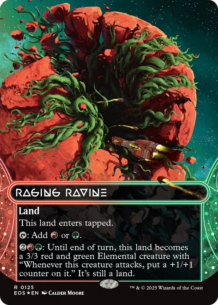 Raging Ravine (0125) (Borderless) (Galaxy Foil) [Edge of Eternities: Stellar Sights] MTG Single Magic: The Gathering | Red Claw Gaming