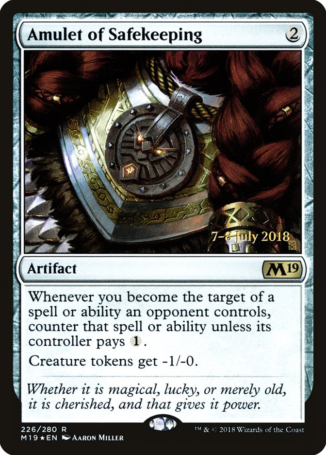 Amulet of Safekeeping [Core Set 2019 Prerelease Promos] MTG Single Magic: The Gathering | Red Claw Gaming