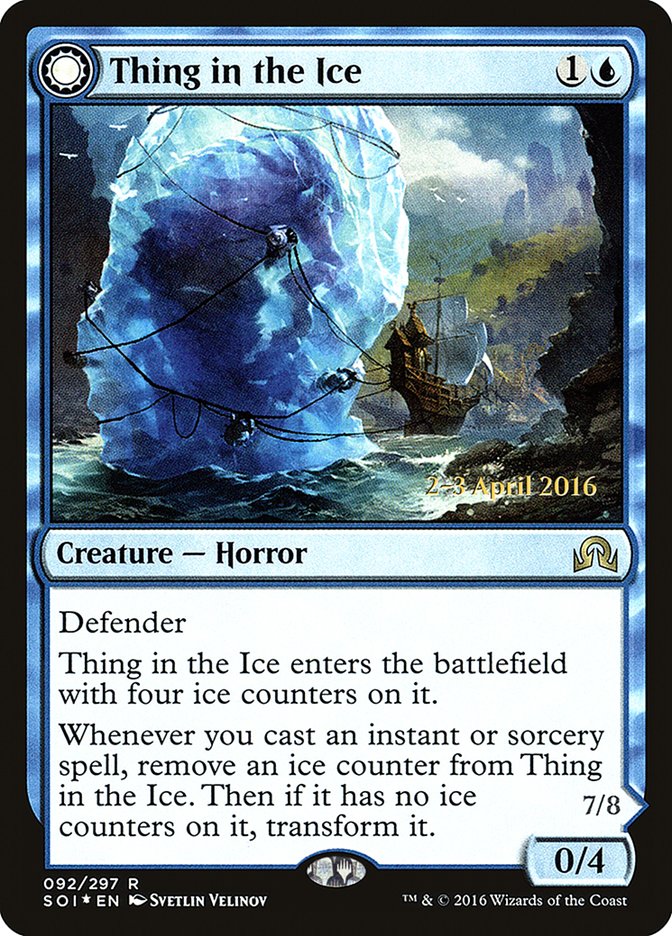 Thing in the Ice // Awoken Horror [Shadows over Innistrad Prerelease Promos] MTG Single Magic: The Gathering | Red Claw Gaming