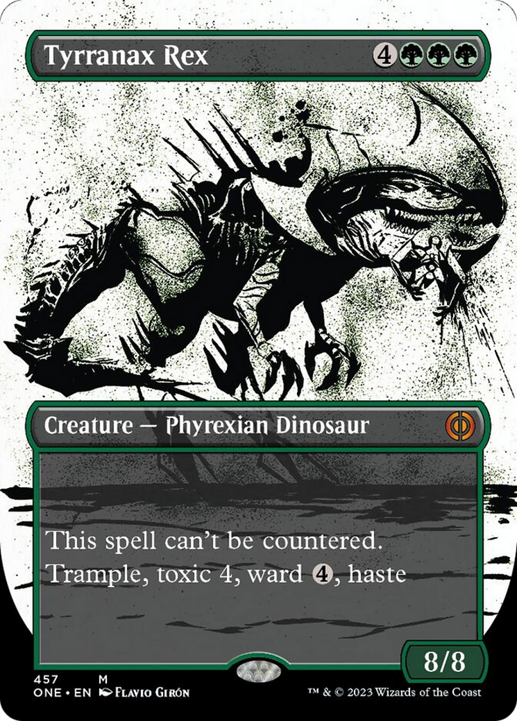 Tyrranax Rex (Borderless Ichor Step-and-Compleat Foil) [Phyrexia: All Will Be One] MTG Single Magic: The Gathering | Red Claw Gaming
