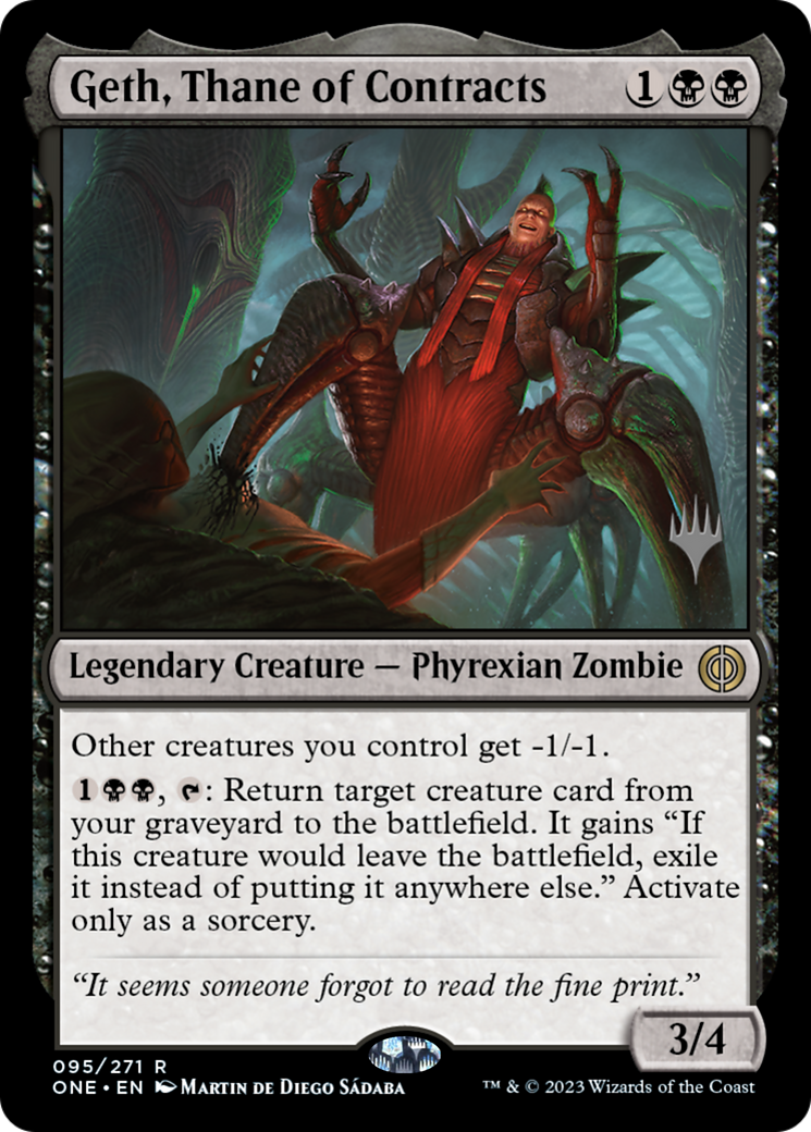 Geth, Thane of Contracts (Promo Pack) [Phyrexia: All Will Be One Promos] MTG Single Magic: The Gathering | Red Claw Gaming