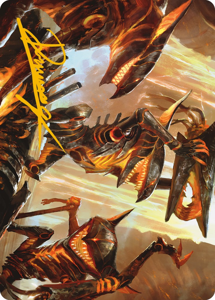 Gleeful Demolition Art Card (Gold-Stamped Signature) [Phyrexia: All Will Be One Art Series] MTG Single Magic: The Gathering | Red Claw Gaming