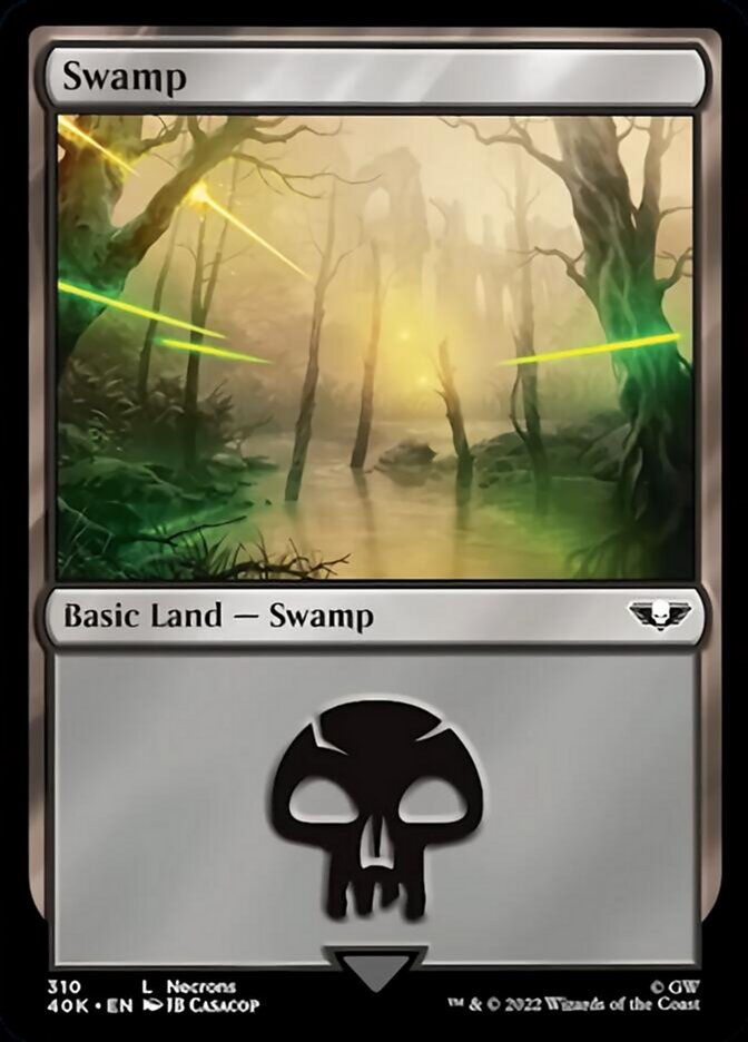 Swamp (310) (Surge Foil) [Warhammer 40,000] MTG Single Magic: The Gathering | Red Claw Gaming