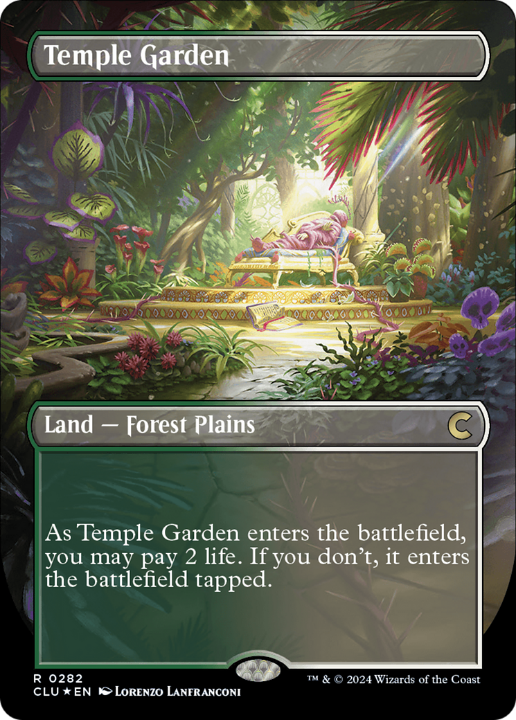 Temple Garden (Borderless) [Ravnica: Clue Edition] MTG Single Magic: The Gathering | Red Claw Gaming