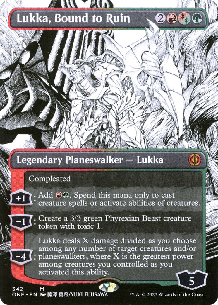 Lukka, Bound to Ruin (Borderless Manga) [Phyrexia: All Will Be One] MTG Single Magic: The Gathering | Red Claw Gaming