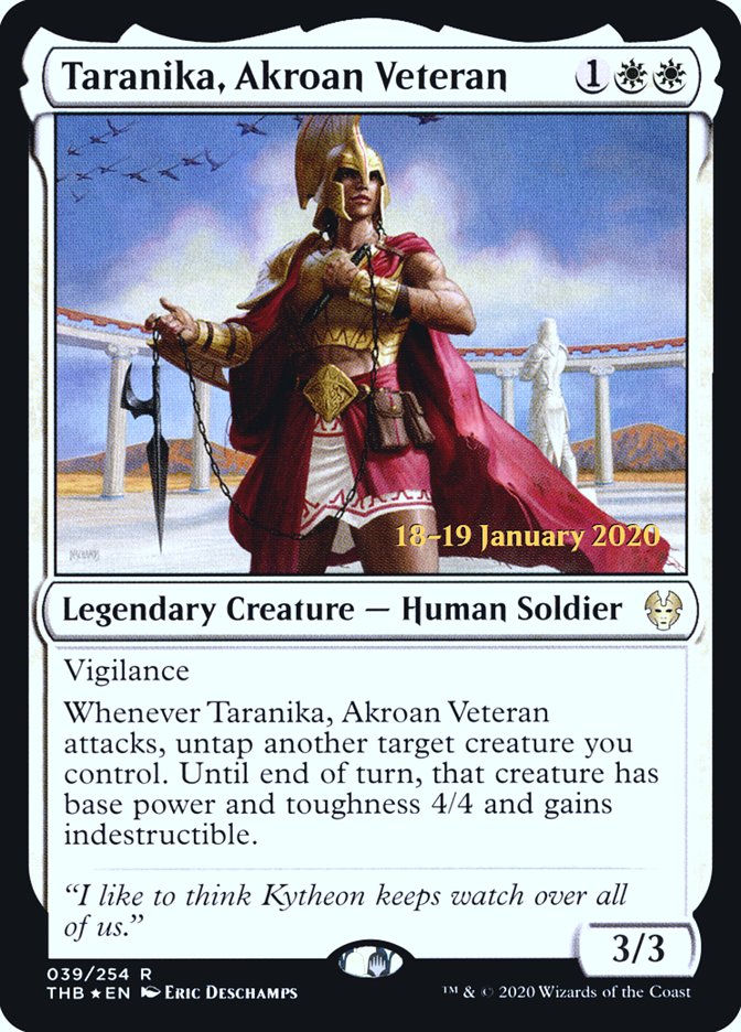 Taranika, Akroan Veteran [Theros Beyond Death Prerelease Promos] MTG Single Magic: The Gathering | Red Claw Gaming