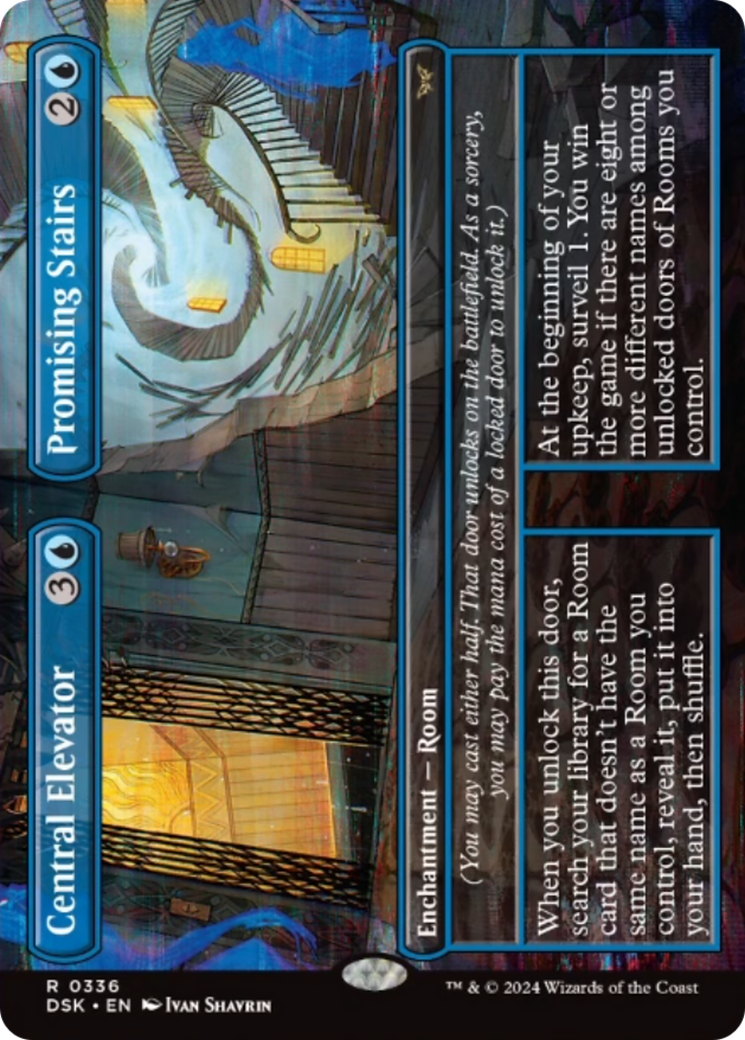 Central Elevator // Promising Stairs (Borderless) [Duskmourn: House of Horror] MTG Single Magic: The Gathering | Red Claw Gaming