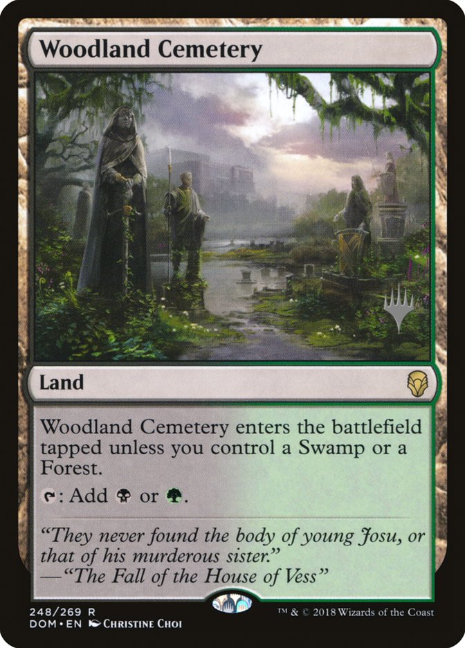 Woodland Cemetery (Promo Pack) [Dominaria Promos] MTG Single Magic: The Gathering | Red Claw Gaming