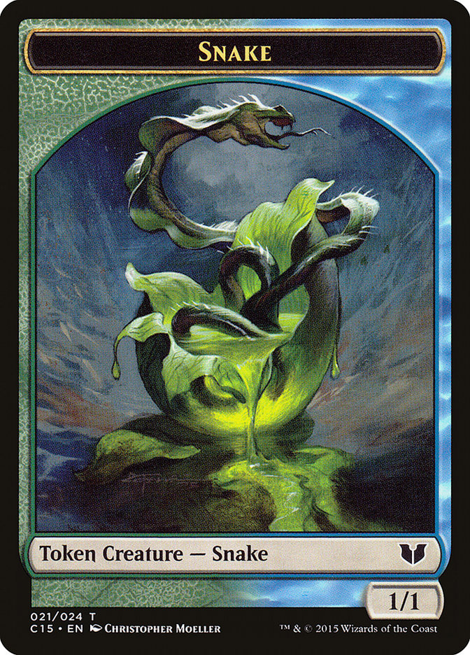 Snake (021) // Saproling Double-Sided Token [Commander 2015 Tokens] MTG Single Magic: The Gathering | Red Claw Gaming
