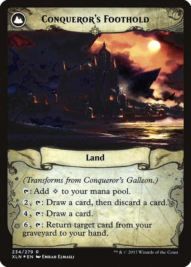 Conqueror's Galleon // Conqueror's Foothold [Ixalan Prerelease Promos] MTG Single Magic: The Gathering | Red Claw Gaming