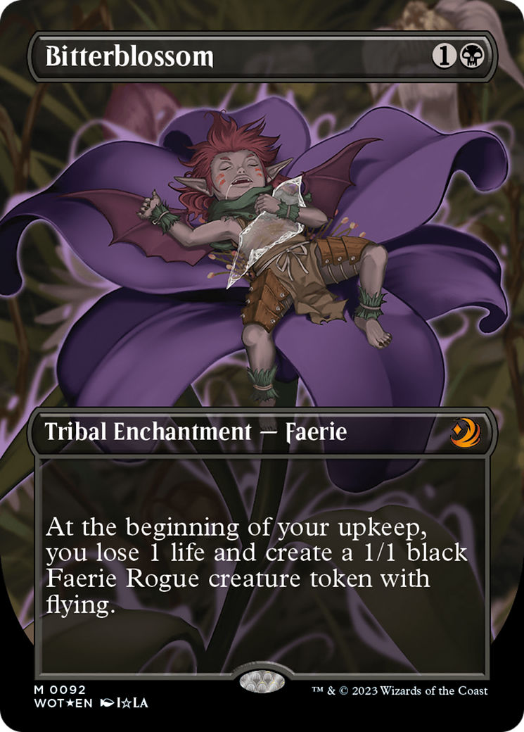 Bitterblossom (Anime Borderless) (Confetti Foil) [Wilds of Eldraine: Enchanting Tales] MTG Single Magic: The Gathering | Red Claw Gaming