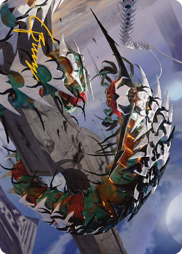 Atraxa's Skitterfang Art Card (Gold-Stamped Signature) [Phyrexia: All Will Be One Art Series] MTG Single Magic: The Gathering | Red Claw Gaming