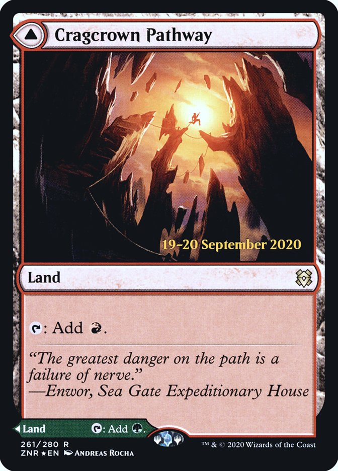 Cragcrown Pathway // Timbercrown Pathway [Zendikar Rising Prerelease Promos] MTG Single Magic: The Gathering | Red Claw Gaming