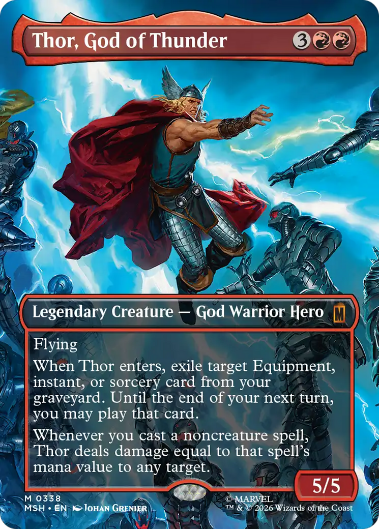 Thor, God of Thunder (Borderless) (0338) [Marvel Super Heroes] | Red Claw Gaming