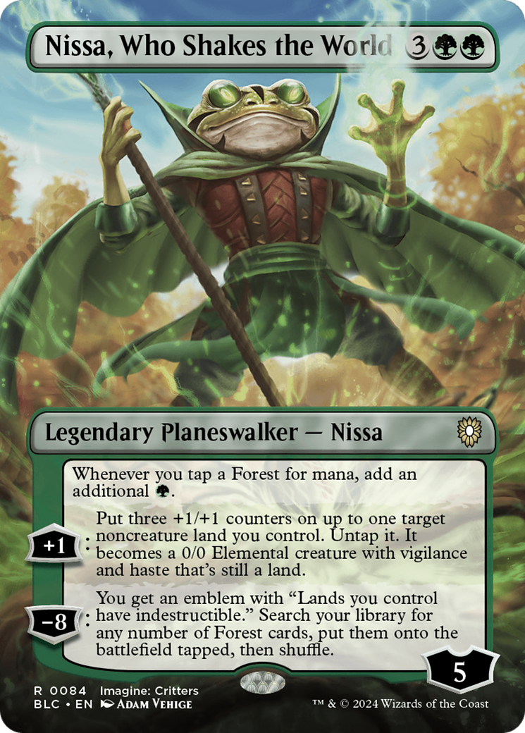 Nissa, Who Shakes the World (Borderless) [Bloomburrow Commander] MTG Single Magic: The Gathering | Red Claw Gaming