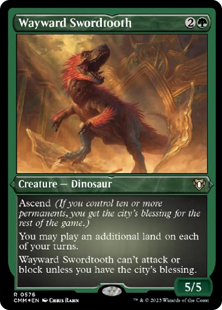 Wayward Swordtooth (Foil Etched) [Commander Masters] MTG Single Magic: The Gathering | Red Claw Gaming