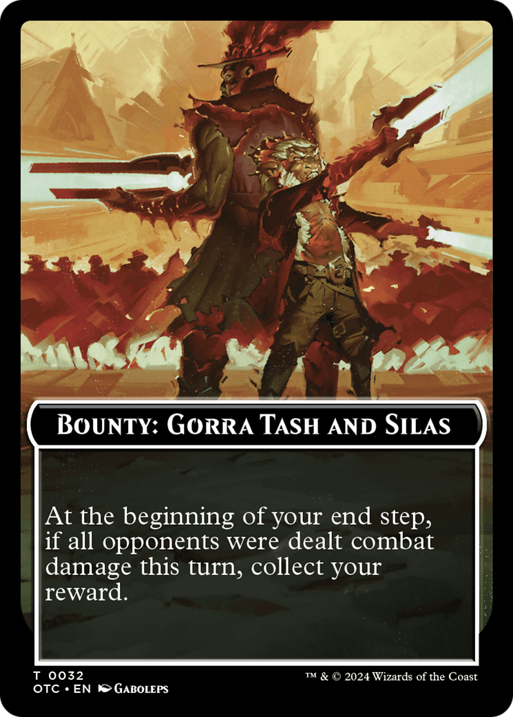 Bounty: Gorra Tash and Silas // Bounty Rules Double-Sided Token [Outlaws of Thunder Junction Commander Tokens] MTG Single Magic: The Gathering    | Red Claw Gaming